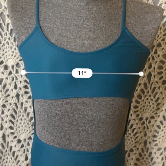 NWOT Swimwear One Piece Sz Small Teal Blue‎ Cutout Laceup Back C05 - Picture 6 of 7